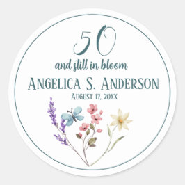 Vrouwelijke Waterverf Wildflower Butterfly Ronde Sticker