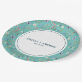 Vrouwelijke wilde bloem Blauwgroen patroon Persoon Papieren Bordje (Gekanteld)