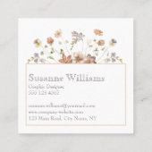 Vrouwelijke wilde bloem vierkante visitekaartje (Achterkant)