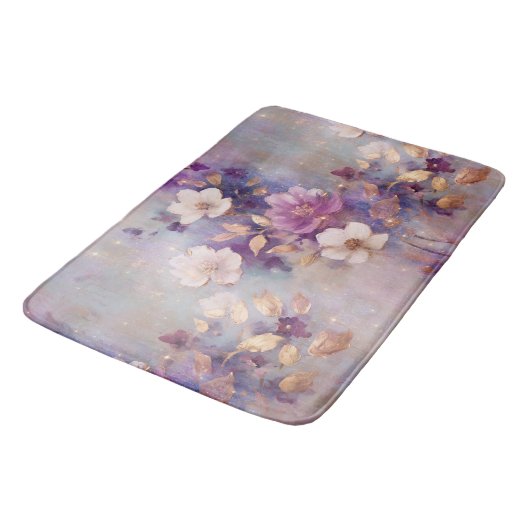 Vrouwelijke wit goud paarse bloemen badmat (Gekanteld)