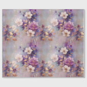 Vrouwelijke wit goud paarse bloemen cadeaupapier (Vlak)