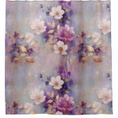 Vrouwelijke wit goud paarse bloemen douchegordijn (Voorkant)