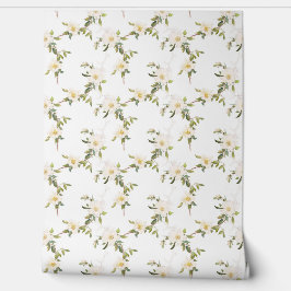 Vrouwelijke witte bloemen behang