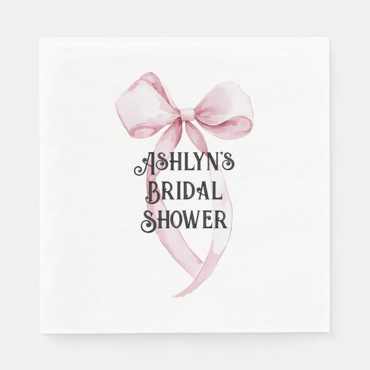 Vrouwelijke witte roze strik bruiloft servet (Voorkant)