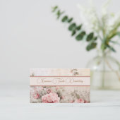 Vrouwelijke zacht neutraal gekleurde bloemen visitekaartje (Staand voorkant)