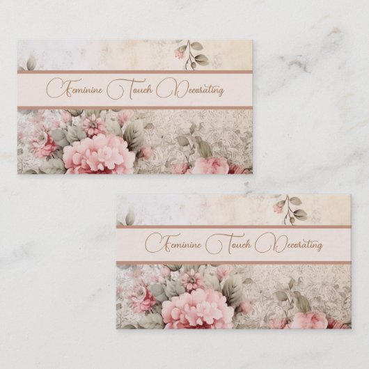 Vrouwelijke zacht neutraal gekleurde bloemen visitekaartje (Voorkant / Achterkant)