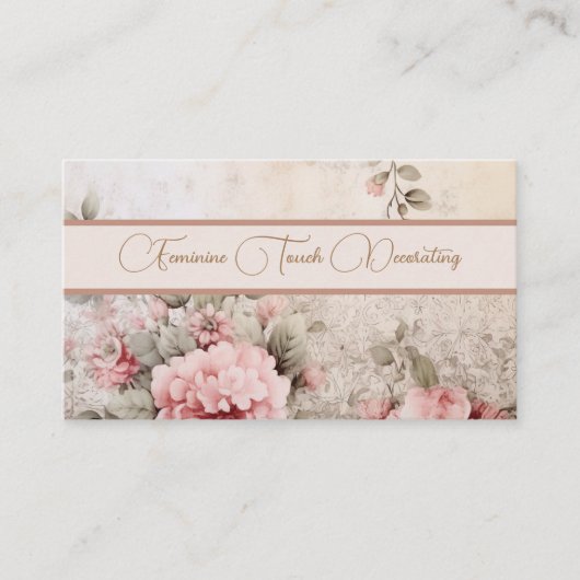 Vrouwelijke zacht neutraal gekleurde bloemen visitekaartje (Voorkant)
