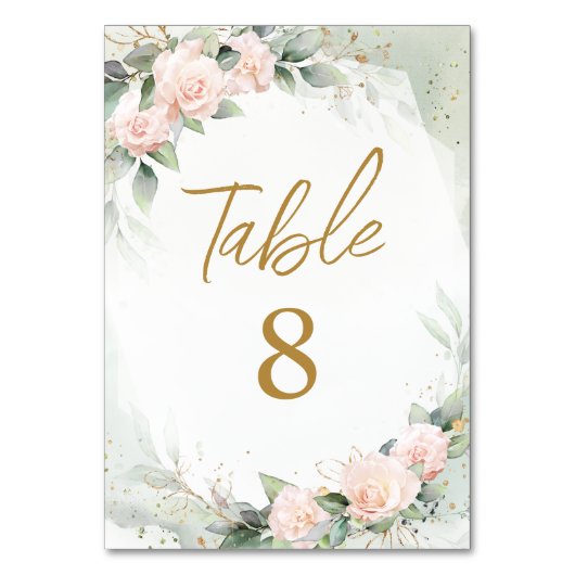 Vrouwelijke Zachte Roze Bloemen Communie Tafelnumm Kaart (Achterkant)