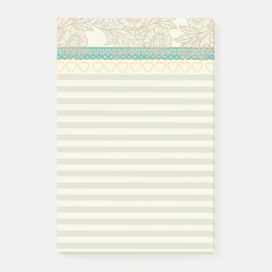  vrouwelijke zeer pastelkant en strepen Retro Post-it® Notes (Voorkant)