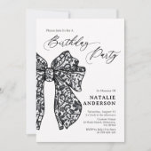 Vrouwelijke Zwarte Bloemen Kant Boog Verjaardagsfe Kaart (Voorkant)