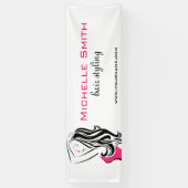 Vrouwelijke zwarte en roze mode meisje haarstyling spandoek (Verticaal)