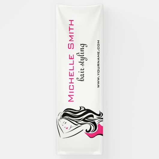 Vrouwelijke zwarte en roze mode meisje haarstyling spandoek (Verticaal)