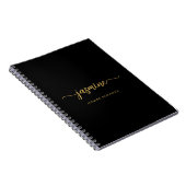 Vrouwelijke Zwarte Gouden Moderne Script Monogram Notitieboek (Rechterzijde)