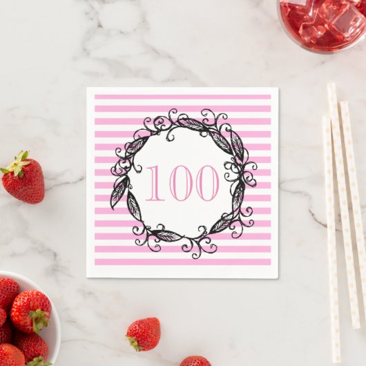 Vrouwen 100ste verjaardag Roze Wit Zwart Swirly Servetten (Insitu)