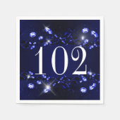 Vrouwen 102e verjaardag Blauw Zwart Sparkly Diamon Servet (Voorkant)