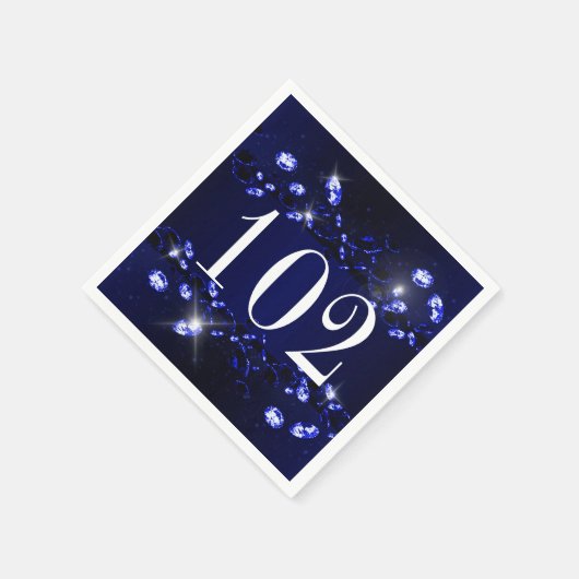 Vrouwen 102e verjaardag Blauw Zwart Sparkly Diamon Servet (Hoek)
