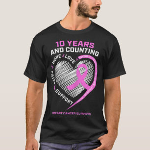 Vrouwen 10 jaar borstkanker overlevingscadeaus voo t-shirt