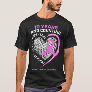 Vrouwen 10 jaar borstkanker overlevingscadeaus voo t-shirt