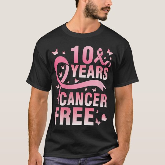 Vrouwen 10 jaar Kankervrij Strijder Vechten We Wit T-shirt (Voorkant)