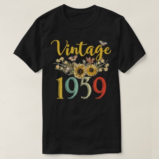 vrouwen 1959 Zonnebloem 63e verjaardag Awesom T-shirt (Design voorkant)