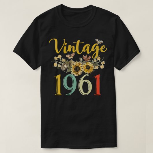  vrouwen 1961 Zonnebloem 61e verjaardag Awesom T-shirt (Design voorkant)