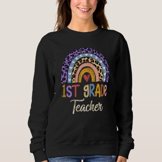 Vrouwen 1e klas leraar Leuke Boho Regenboog Luipaa Trui (Voorkant)