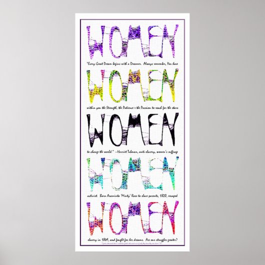 VROUWEN 2012 ~ 'Altijd onthouden' Harriet Tubman Poster (Voorkant)