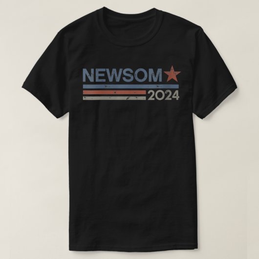 Vrouwen 2024 Gavin Newsom voor President Retro Vin T-shirt (Design voorkant)