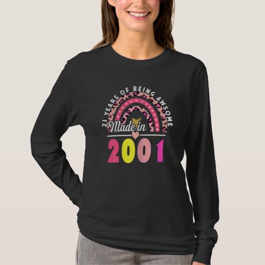 Vrouwen 21 jaar Geweldige Leopard Rainbow 2 T-shirt (Voorkant)