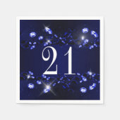 Vrouwen 21ste verjaardag Blauw Zwart Sparkly Diamo Servet (Voorkant)