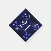 Vrouwen 21ste verjaardag Blauw Zwart Sparkly Diamo Servet (Hoek)