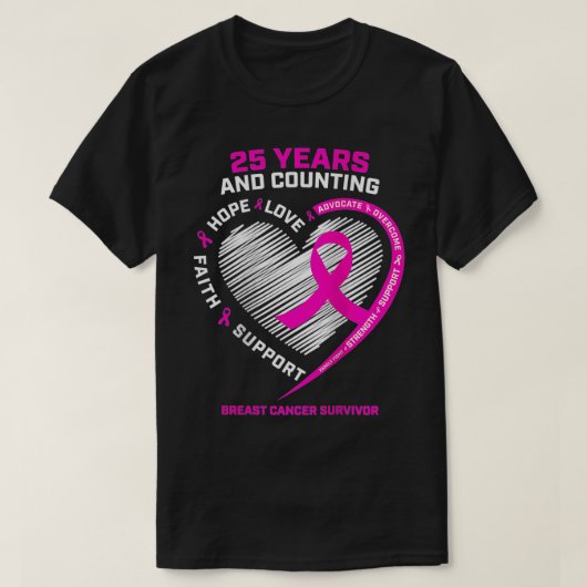Vrouwen 25 jaar Survivor Gifts grootma Ma Breast C T-shirt (Design voorkant)