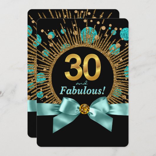 Vrouwen 30e verjaardag Blauwgroen blauw en goud gl Kaart (Voorkant / Achterkant)