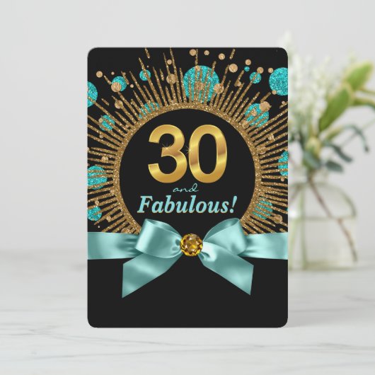 Vrouwen 30e verjaardag Blauwgroen blauw en goud gl Kaart (Staand voorkant)