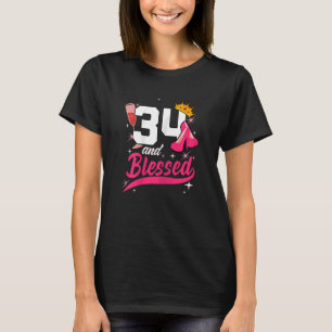 Vrouwen 34e gezegende verjaardag voor 34 jaar oude t-shirt