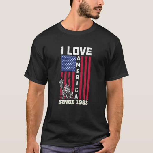 Vrouwen 39e verjaardag Ik hou van Amerika sinds 19 T-shirt (Voorkant)