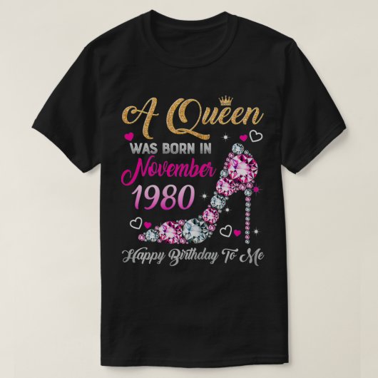 Vrouwen 40 Geboden koningin november 1980 Happy Bi T-shirt (Design voorkant)