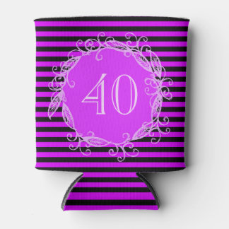 Vrouwen 40e Verjaardag Paarse Zwart Swirly Blikjeskoeler
