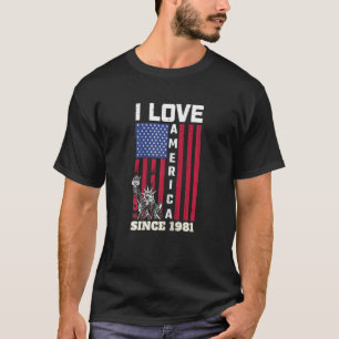 Vrouwen 41e verjaardag Ik hou van Amerika sinds 19 T-shirt