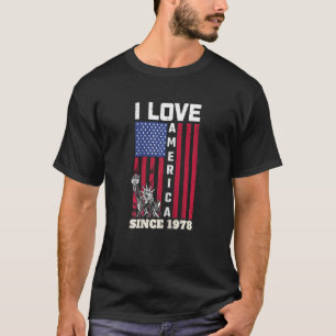Vrouwen 44e verjaardag Ik hou van Amerika sinds 19 T-shirt