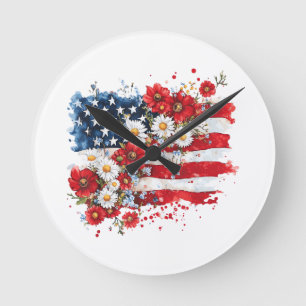 Vrouwen 4 juli bloem Amerikaanse vlag wilde bloeme Ronde Klok
