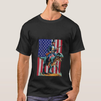 Vrouwen 4 juli Lincoln Rijden Dinosaurus Patriot T-shirt