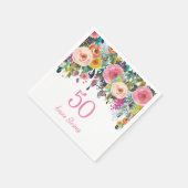 Vrouwen 50e verjaardag Pink Flower Peach Servet (Hoek)