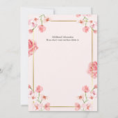 Vrouwen 50e verjaardag Roze bloemen Gouden rand Kaart (Achterkant)