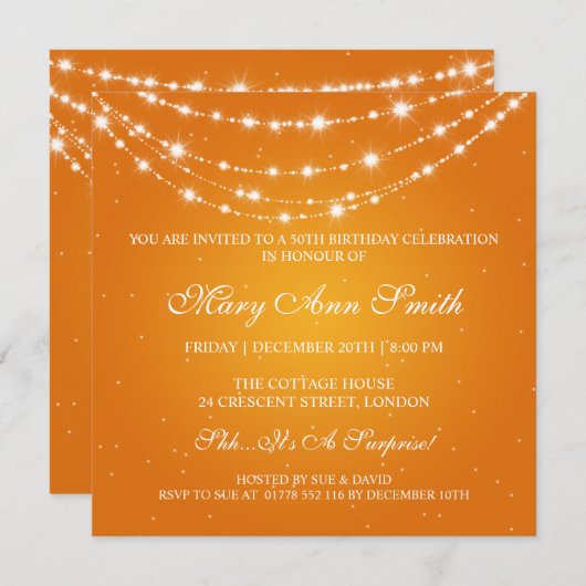 Vrouwen 50e verjaardag Sinaasappel mousserende ket Kaart (Voorkant / Achterkant)