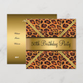 Vrouwen 50e verjaardag van de Leopard-uitnodiging Kaart (Voorkant / Achterkant)