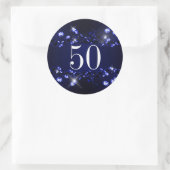Vrouwen 50ste verjaardag Blauw Zwart Sparkly Diamo Ronde Sticker (Tas)