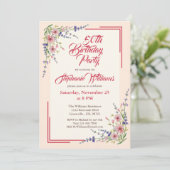 Vrouwen 50ste Verjaardag Party Floral Elegant Bord Kaart (Staand voorkant)