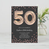 Vrouwen 50ste verjaardag Vijftig Roos Gold Elegant Kaart (Staand voorkant)