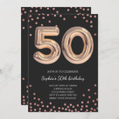 Vrouwen 50ste verjaardag Vijftig Roos Gold Elegant Kaart (Voorkant / Achterkant)